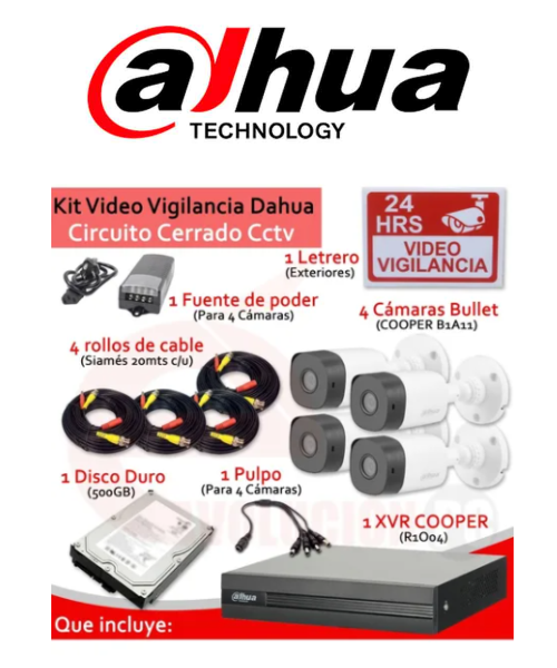 Kit Videovigilancia Dahua 4 Camaras - www.